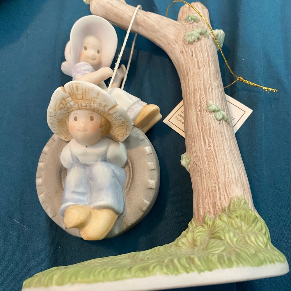 Porcelain Figurine with Children on Swing